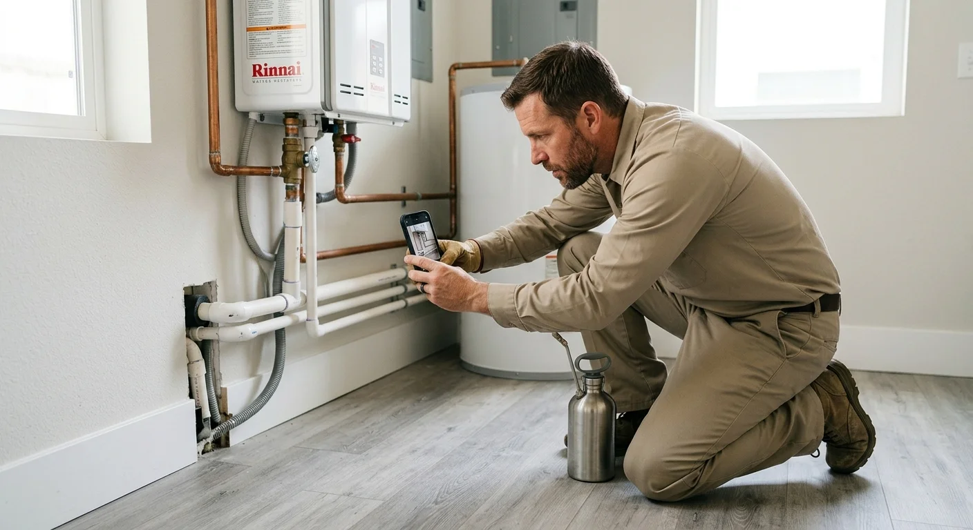 A rodent professional documents a utility gap in a San Diego condo