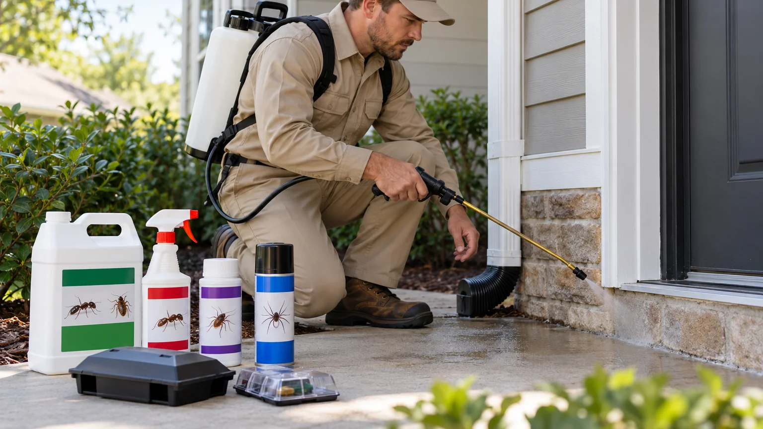 Unbranded household pest control products with visible labels