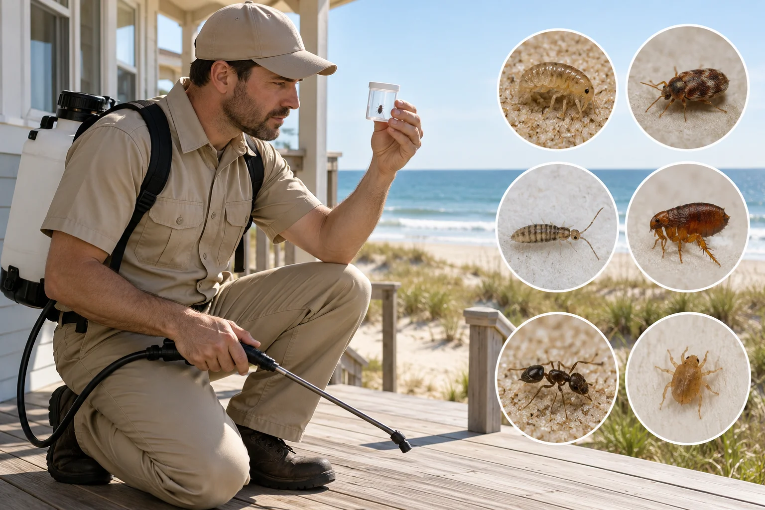 Small insects separated for identification near a San Diego beach