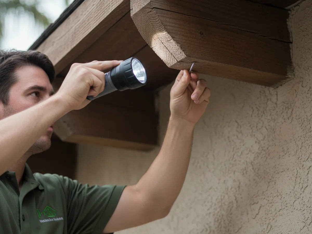 Termite Inspection detail work by a licensed pest control technician in Rainbow, CA